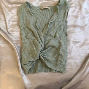 Active USA Light Green Twist Front Crop Top